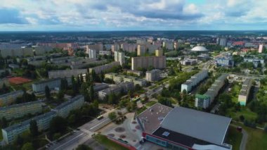 Güzel manzara Olsztyn Centrum Krajobraz Hava Görüntüsü Polonya. Yüksek kalite 4k görüntü