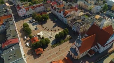 Plac Jakuba Wejhera Wejherowo Rynek Merkezi Pazar Meydanı Hava Görüntüsü Polonya. Yüksek kalite 4k görüntü