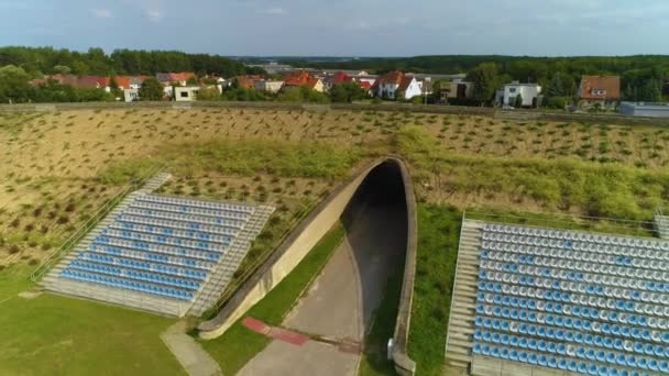 Mosir Stadium Pila Stadion Aerial View Polsko Vysoce Kvalitní Záběry — Stock video