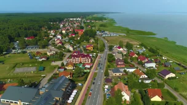 Beautiful Landscape Main Street Katy Rybackie Krajobraz Vista Aérea Polónia — Vídeo de Stock
