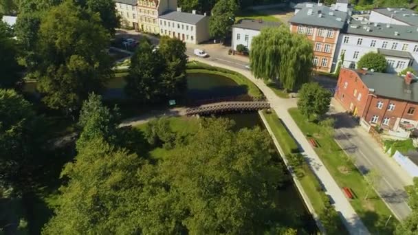 Prachtig Central Park Majkowskiego Most Wejherowo Aerial View Polen Hoge — Stockvideo