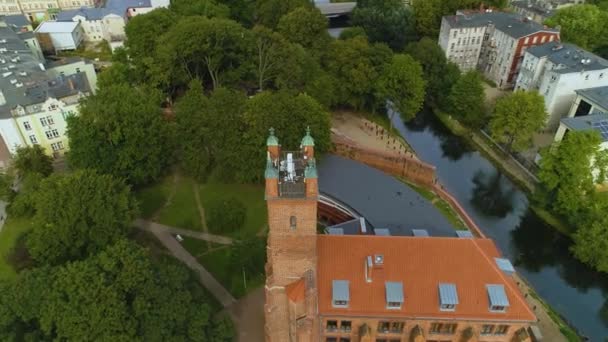 Балтийская Цифровая Библиотека Slupsk Baltycka Biblioteka Cyfrowa Aerial View Poland — стоковое видео