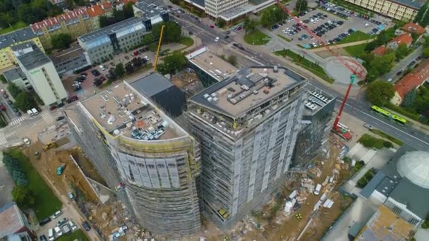 Hotel Construction Olsztyn Hotel Budowie Aerial View Poland Imagens Alta — Vídeo de Stock
