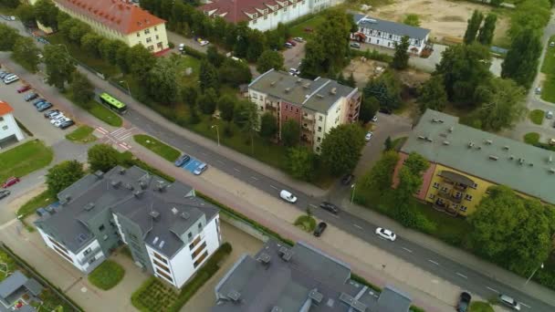 Podchorazych Street Pila Glinianki Air View Poland Inglês Imagens Alta — Vídeo de Stock