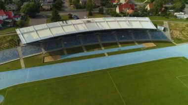 Mosir Stadyumu, Pila Stadyumu, hava manzaralı Polonya. Yüksek kalite 4k görüntü