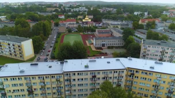 Початкова Школа Koszalin Szkola Podstawowa Aerial View Poland Кадри Високої — стокове відео
