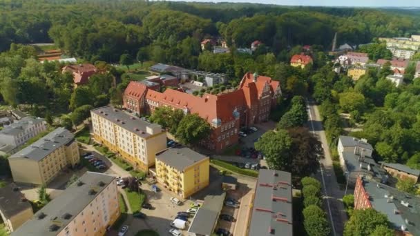 School Complex Wejherowo Powiatowy Zespol Szkol Luchtfoto View Polen Hoge — Stockvideo