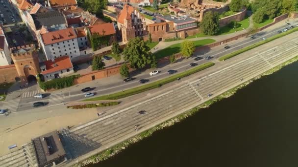 维斯瓦河上的游行示威托伦 普罗梅纳达 维斯拉 布尔沃航观波兰 高质量的4K镜头 — 图库视频影像