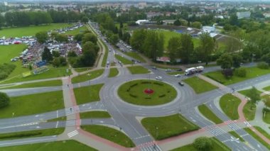 Rondo Ignacego Jeza Stadyumu Koszalin Pazar Stadyumu Hava Görüntüsü Polonya. Yüksek kalite 4k görüntü