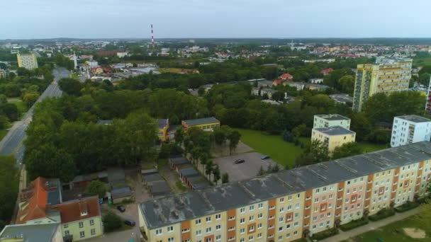Koszalin Krajobraz Osiedle Bloki Aerial View波兰美丽的全景别墅 高质量的4K镜头 — 图库视频影像