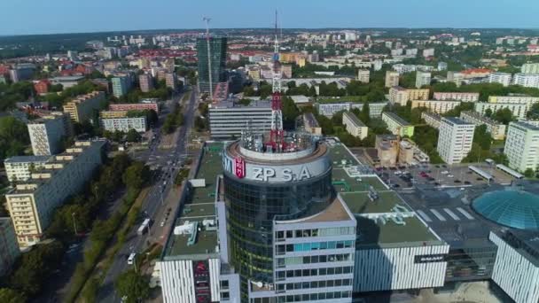 中央广场Polska Zegluga Morska Aerial View Poland 高质量的4K镜头 — 图库视频影像
