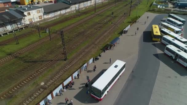 Parkplatz Bahnhof Wloclawek Parking Dwrocem Luftaufnahme Polen Hochwertiges Filmmaterial — Stockvideo