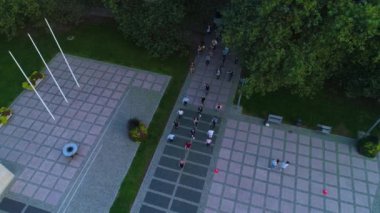 Grunwaldzki Meydanı Gorzow Wielkopolski Plac Hava Görüntüsü Polonya. Yüksek kalite 4k görüntü