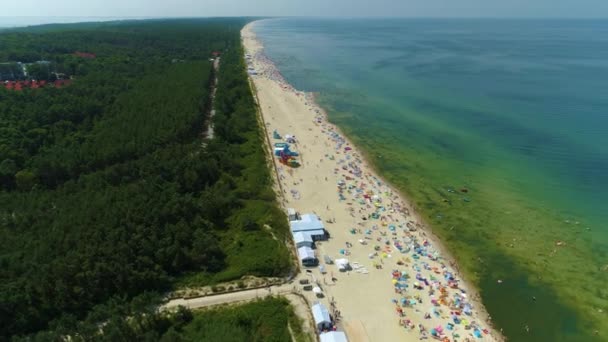 Frumoasa Plaja Marea Baltica Krynica Morska Plaza Aerial View Polonia — Videoclip de stoc