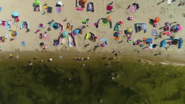 Пляж Балтийского Моря Крыника Морска Плаза Воздушный Вид Польши Высококачественные — стоковое видео