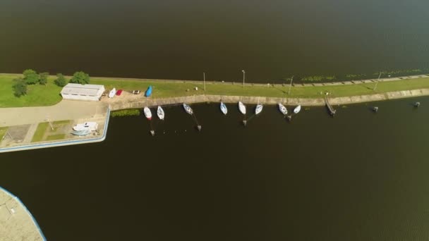 Marina Gölü Wloclawek Wisla Przystan Zalewie Nehri Vistula Havacılık Görünümü — Stok video