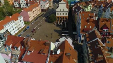 Szczecin Rynek Sienny Ratusz Staromiejski Havacılık Polonya. Yüksek kalite 4k görüntü