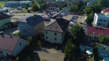 Rumia 'daki Pazar Meydanı Rynek Hava Görüntüsü Polonya. Yüksek kalite 4k görüntü