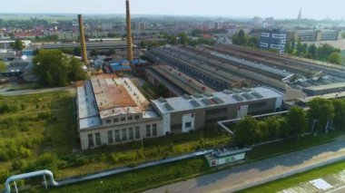 Fabrika Salonu Stargard Fabryka Hala Hava Görüntüsü Polonya. Yüksek kalite 4k görüntü