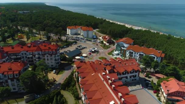 Szállodák Krynica Morska Hotele Aerial View Lengyelország Kiváló Minőségű Felvételek — Stock videók