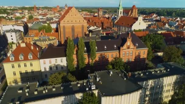 Eski Kasaba Meydanı Torun Stary Rynek Hava Görüntüsü Polonya Yüksek — Stok video