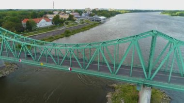 Marina Lagoon Wloclawek Wisla Przystan Na Zalewie Nehri Vistula Havacılık Görünümü Polonya. Yüksek kalite 4k görüntü