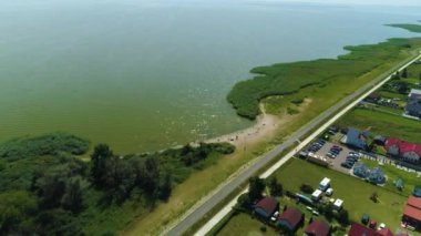 Wild Beach Krynica Morska Dzika Plaza Havacılık Görünümü Polonya. Yüksek kalite 4k görüntü