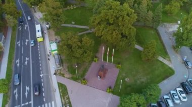 Pilsudski Anıtı Gorzow Wielkopolski Pomnik Hava Görüntüsü Polonya. Yüksek kalite 4k görüntü