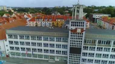 Eski Kasaba Pazarı Koszalin Staromiejski Rynek Urzad Miasta Havacılık Görünümü Polonya. Yüksek kalite 4k görüntü