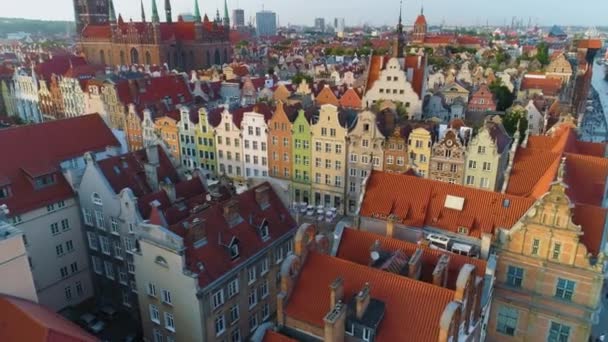 Gdansk Dlugi Targ Srodmiescie Hava Manzaralı Polonya Yüksek Kalite Görüntü — Stok video