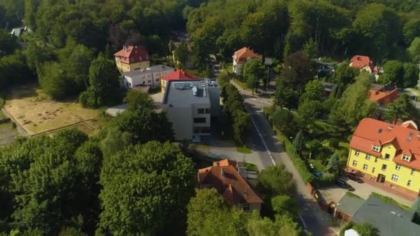 Street Strzelecka Houses Forest Wejherowo Domy Las Aerial View Poland — стокове відео