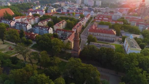 Stargard Kulesi Baszta Morze Czerwone Hava Görüntüsü Polonya Yüksek Kalite — Stok video
