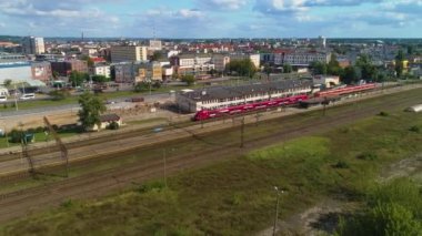 Tren İstasyonu Wloclawek Dworzec Kolejowy Pkp Hava Görüntüleme Polonya. Yüksek kalite 4k görüntü