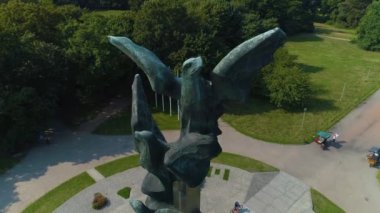 Polonyalıların Eylemi Anıtı Szczecin Pomnik Czynu Polakow Hava Görüntüsü Polonya. Yüksek kalite 4k görüntü