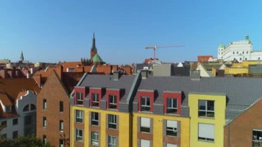 Szczecin Krajobraz Hava Manzaralı Polonya 'nın Güzel Panoraması. Yüksek kalite 4k görüntü