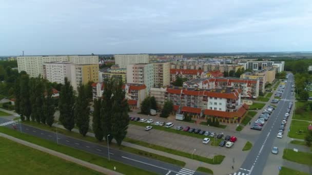 Gyönyörű Ház Birtok Koszalin Krajobraz Osiedle Bloki Aerial View Lengyelország — Stock videók
