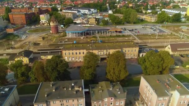 Belle Gare Stargard Dworzec Kolejowy Vue Aérienne Pologne Images Haute — Video