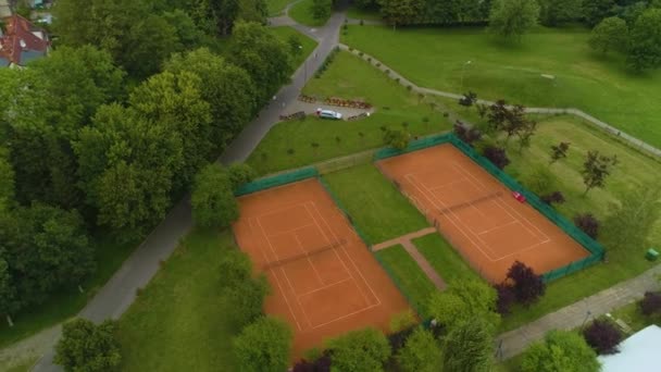 Tennisbanen Slupsk Korty Tenisowe Aerial View Polen Hoge Kwaliteit Beeldmateriaal — Stockvideo
