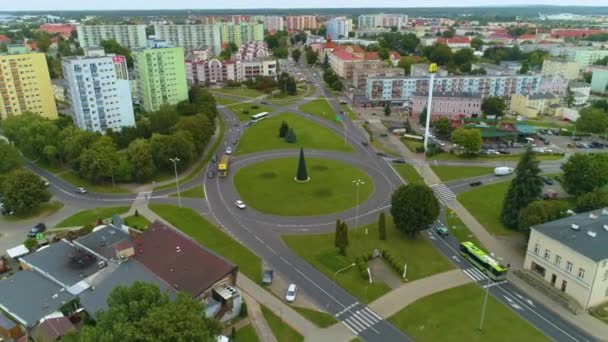 Solidaritet Roundabout Pila Rondo Solidarnosci Antenn View Poland Högkvalitativ Film — Stockvideo