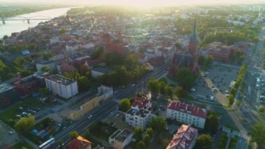 Kilise Plağı Swietej Katarzyny Panorama Torun Kosciol Hava Görünümü Polonya. Yüksek kalite 4k görüntü