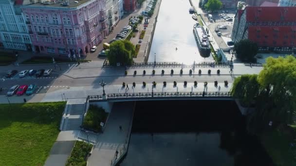 Plac Teatralny Mostowa Brda Bydgoszcz Plac Teatralny Widok Lotu Ptaka — Wideo stockowe