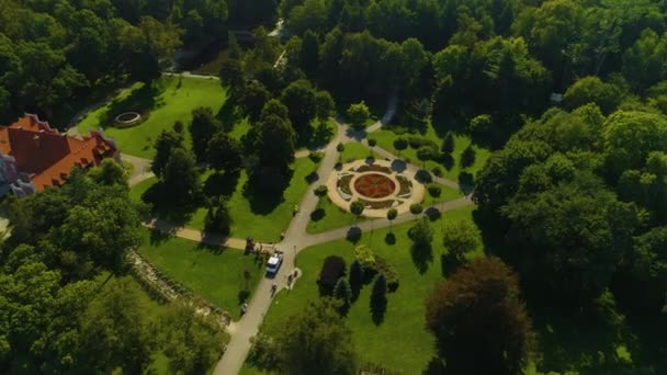 Schriftmuseum Wejherowo Muzeum Palac Park Downtown Aerial View Polen Hochwertiges — Stockvideo