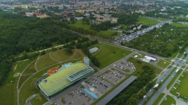 Water Park Koszalin Park Wodny Aquarpark Aerial View Poland 고품질 — 비디오