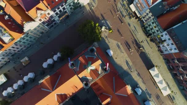 古城广场Torun Ratusz Centrum Stary Rynek Aerial View Poland 高质量的4K镜头 — 图库视频影像