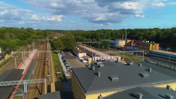 Station Torun Glowny Dworzec Kolejowy Luchtfoto View Polen Hoge Kwaliteit — Stockvideo