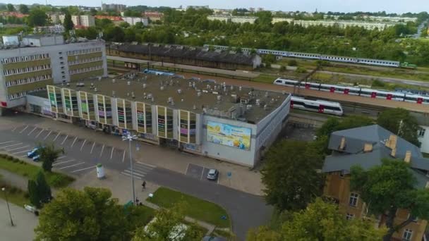 Station Slupsk Dworzec Kolejowy Pkp Luchtfoto View Polen Hoge Kwaliteit — Stockvideo