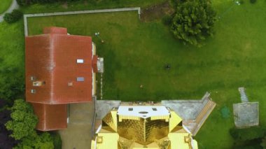 Ortodoks Kilisesi Koszalin Cerkiew Bogurodzice Hava Görüntülü Polonya. Yüksek kalite 4k görüntü