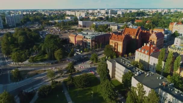 Stare Miasto Fosa Toruń Centrum Sztuki Widok Lotu Ptaka Polska — Wideo stockowe