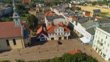 Plac Jakuba Wejhera Wejherowo Rynek Merkezi Pazar Meydanı Hava Görüntüsü Polonya. Yüksek kalite 4k görüntü