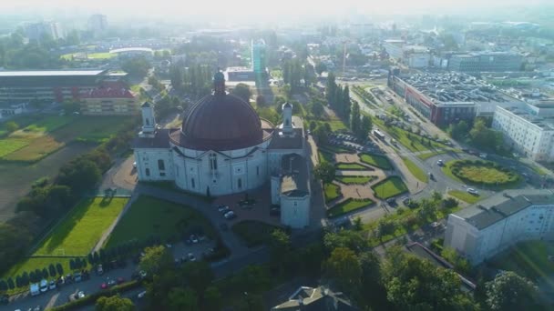 Basílica Católica Romana Bydgoszcz Bazylika Vista Aérea Polonia Imágenes Alta — Vídeos de Stock